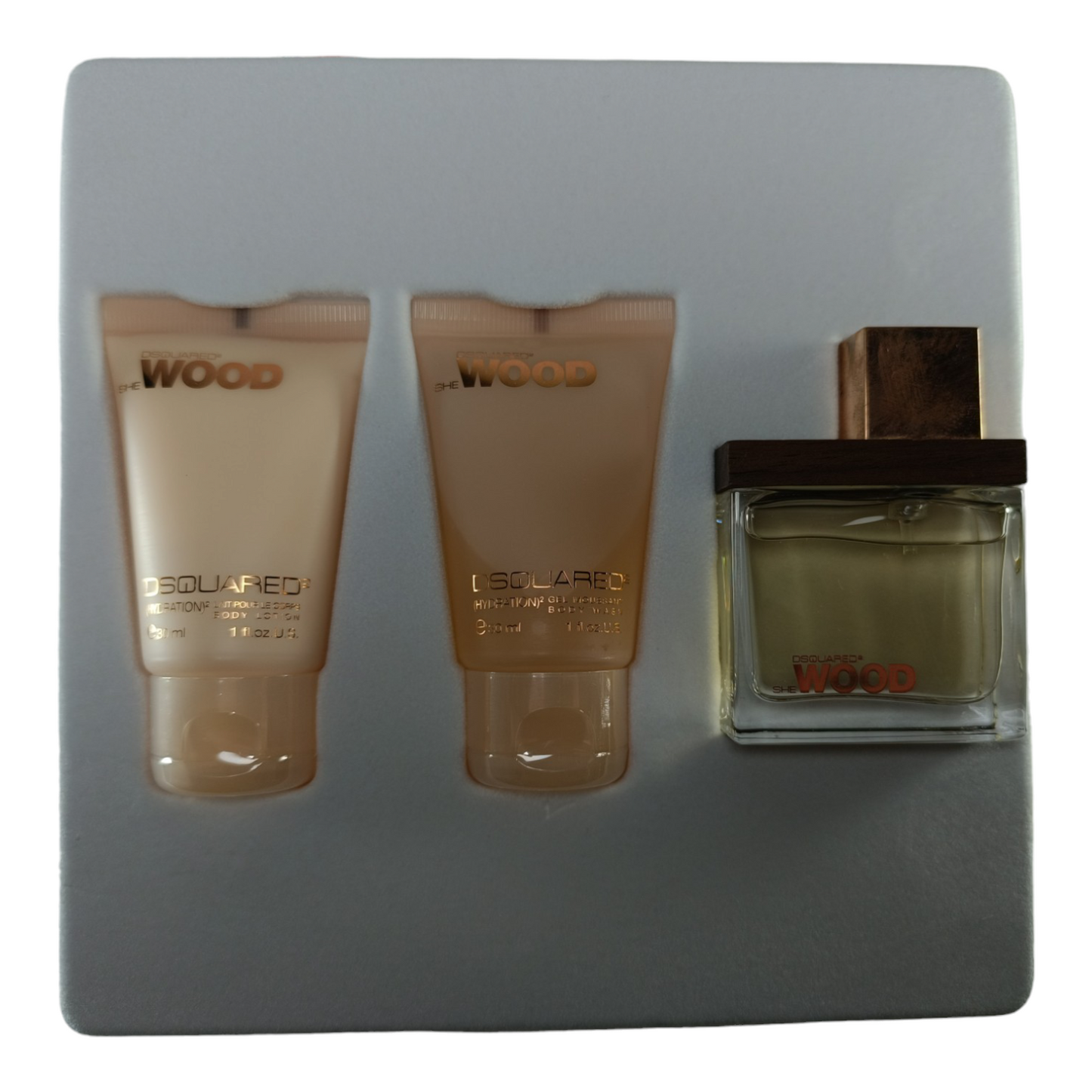 Dsquared2 She Wood Edp 30 ml Profumo Donna + Body Wash + Lait Pour le Corp Confezione Donna Cofanetto4402