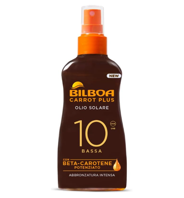 Bilboa Carrot Plus Olio Solari SPF 10 - Abbronzatura Intensa con Beta-Carotene 200ml Protezione Corpo