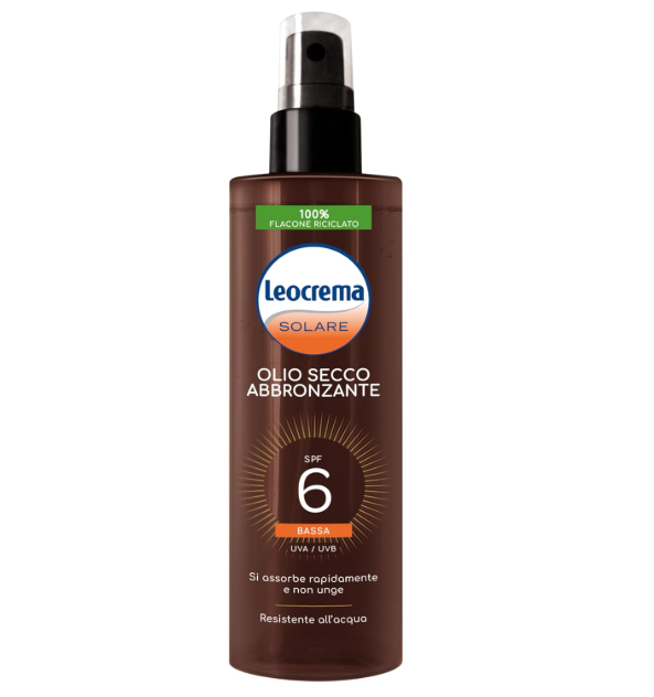 Leocrema Solare Olio Secco Abbronzante SPF 6 - Solari Protezione Corpo 200ml