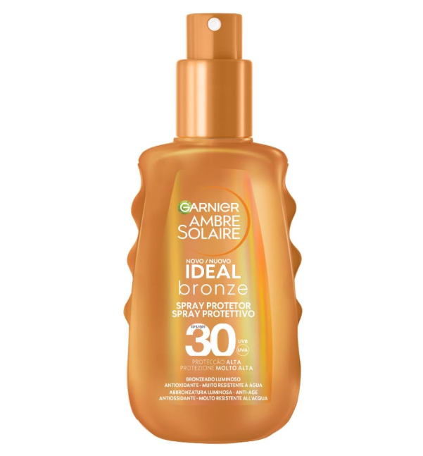 Garnier Ambre Solaire Ideal Bronze - 150 ml Spray Protettivo SPF 30 Alta Protezione Corpo Solari