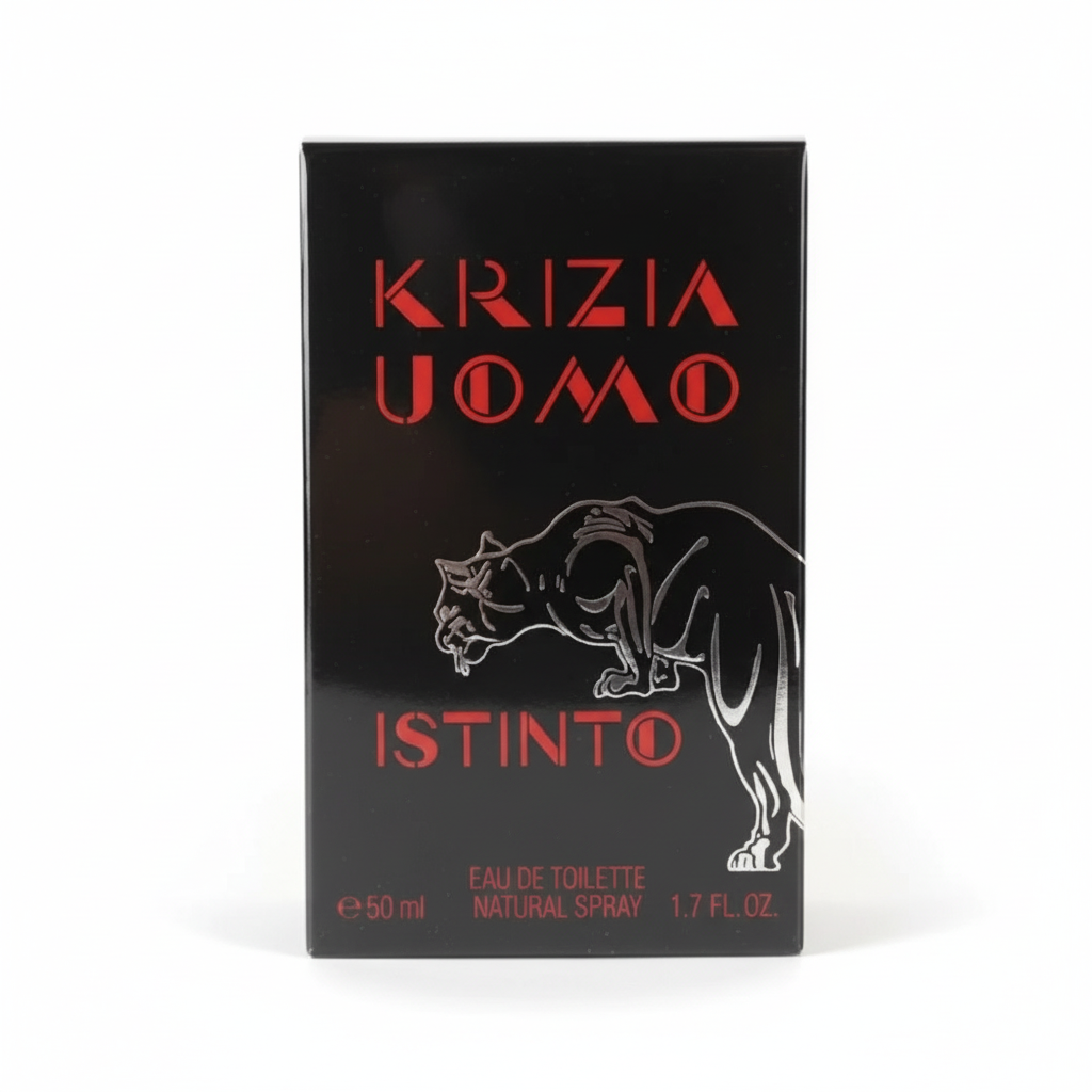 Krizia Uomo Istinto Eau de Toilette 50ml – confezione nera con pantera argentata