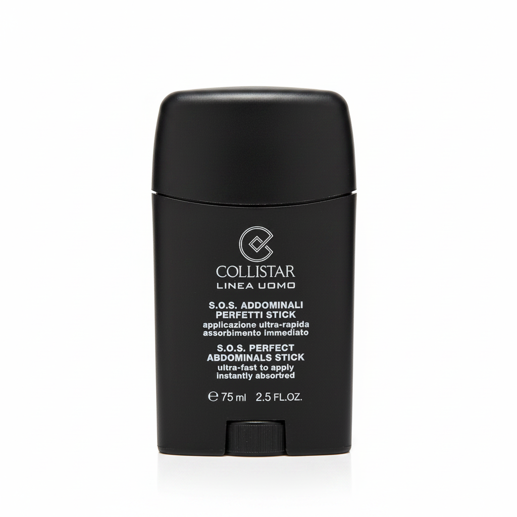 Collistar Linea Uomo S.O.S. Addominali Perfetti Stick 75ml su sfondo bianco