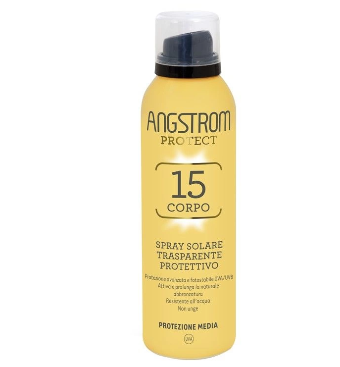 Angstrom Protect SPF15 Spray Solare Trasparente Corpo 150ml – flacone giallo