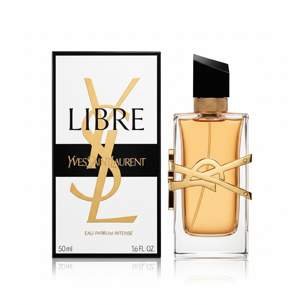 YSL Libre Eau de Parfum Intense 50ml - flacone e confezione su sfondo bianco