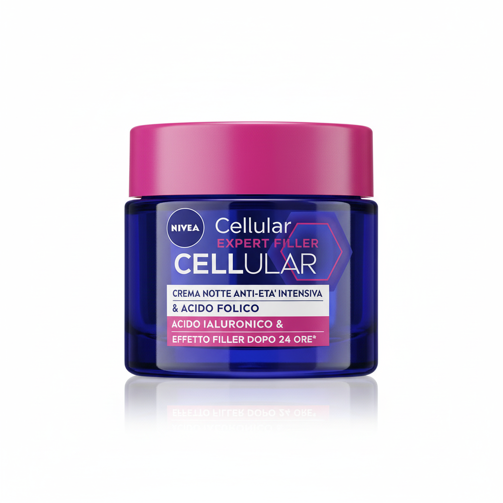 NIVEA Cellular Expert Filler Crema Notte Anti-Età Intensiva su sfondo bianco