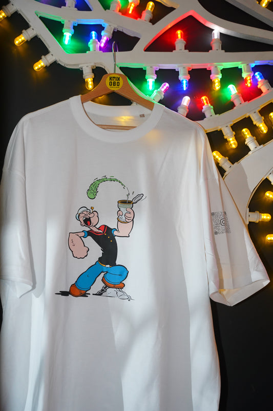 KOKOBO T-Shirt "Braccio di Ferro" - Oversized Bianca Popeye Cartoon Art 14°