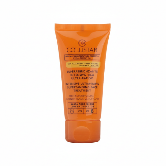 Collistar Superabbronzante Intensivo Viso Ultra-Rapido SPF 6 con Acceleratore di Abbronzatura su sfondo bianco
