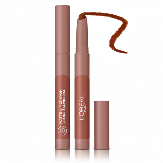 L’Oréal Paris Matte Lip Crayon – Matita Labbra Opaca su sfondo bianco