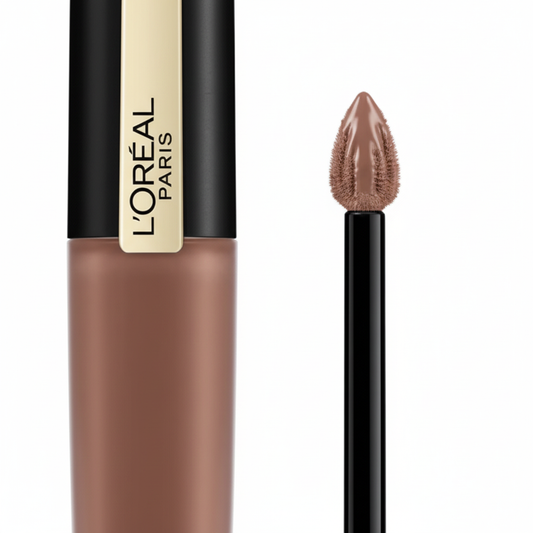 L’Oréal Paris Rouge Signature Nude Brown – Rossetto Liquido Matte su sfondo bianco