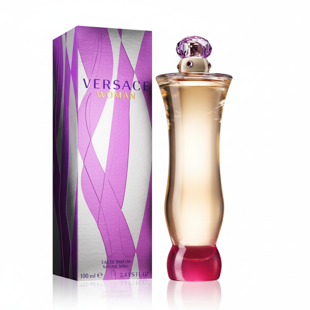 Versace Woman Eau de Parfum 100ml - flacone e confezione su sfondo bianco