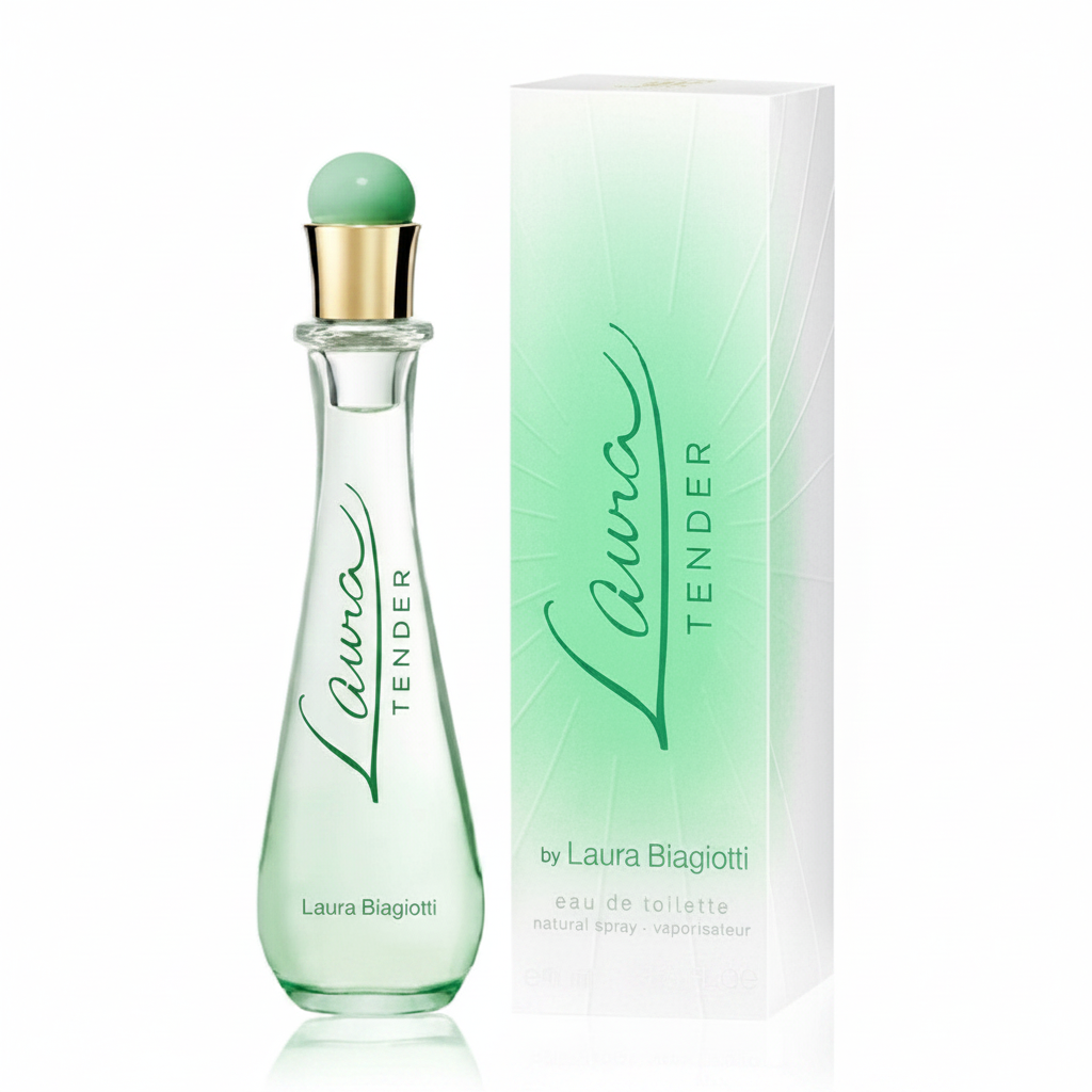 Laura Biagiotti Laura Tender Eau de Toilette - flacone e confezione su sfondo bianco