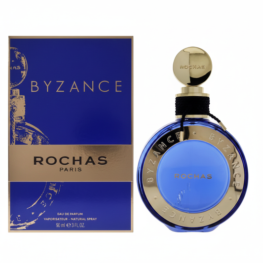 Rochas Byzance Eau de Parfum 90ml - flacone blu cobalto e confezione oro