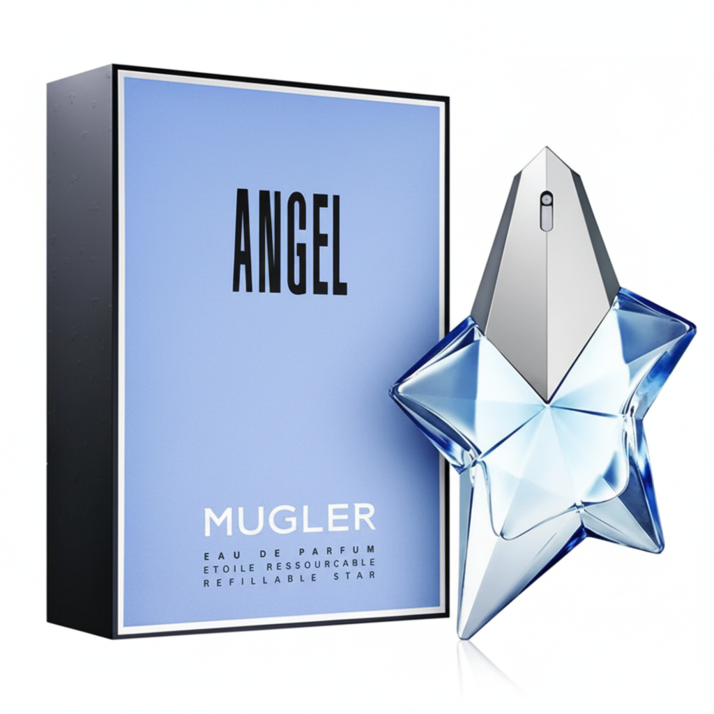 Mugler Angel EDP Refillable Star - Flacone a stella azzurro e confezione
