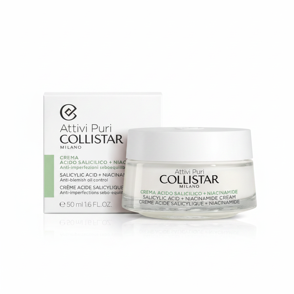 Collistar Attivi Puri Crema Acido Salicilico + Niacinamide 50ml su sfondo bianco