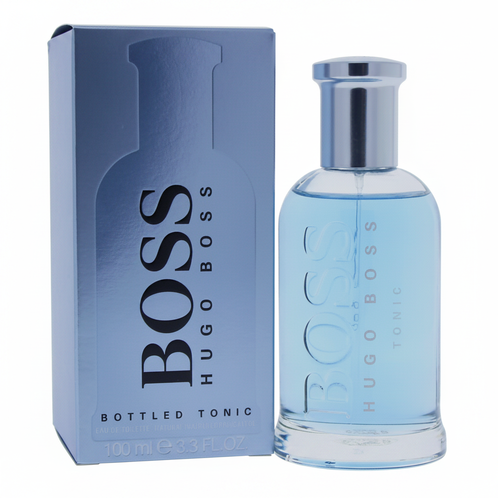 Hugo Boss Bottled Tonic Eau de Toilette 100ml - flacone e confezione su sfondo bianco