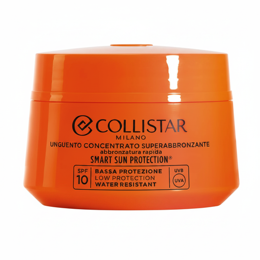 Collistar Unguento Concentrato Superabbronzante SPF 10 su sfondo bianco