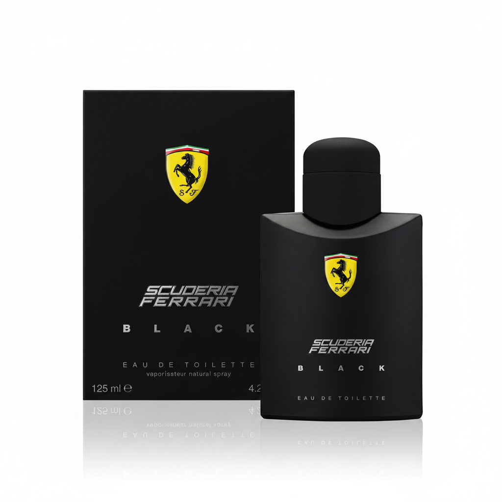 Scuderia Ferrari Black Eau de Toilette 125ml su sfondo bianco