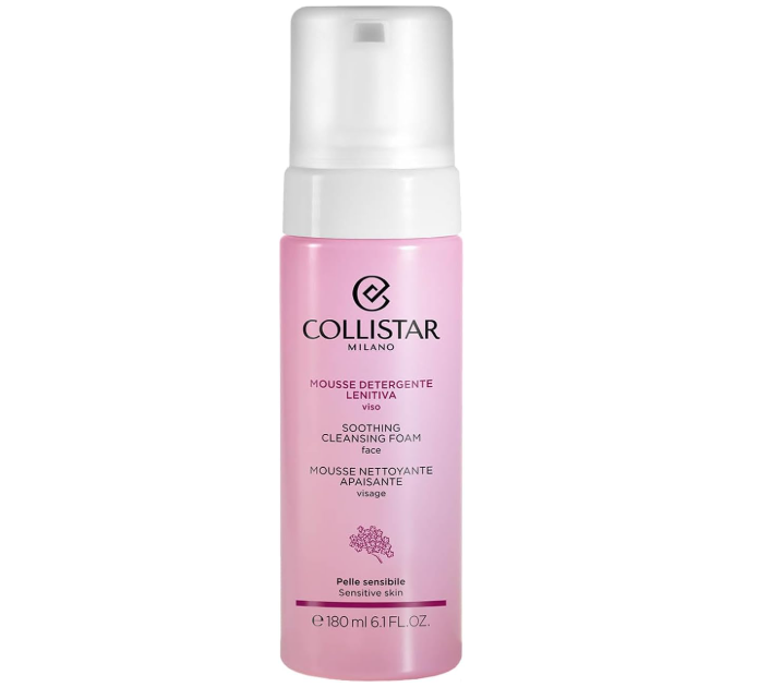 Collistar Mousse Detergente Lenitiva 180ml - flacone rosa con dispenser bianco per pelle sensibile