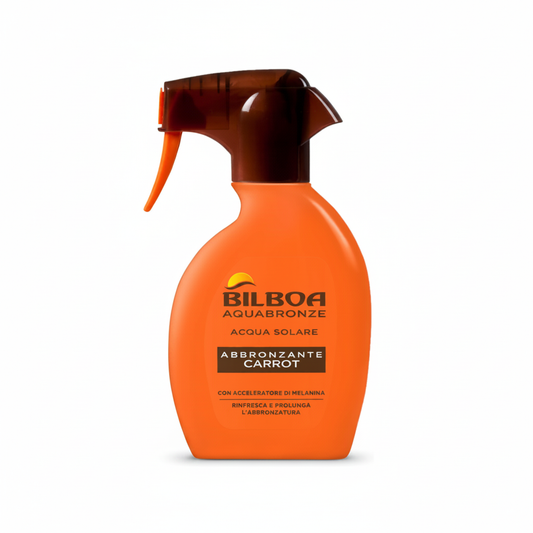 Bilboa Aquabronze Acqua Solare Abbronzante Carrot su sfondo bianco