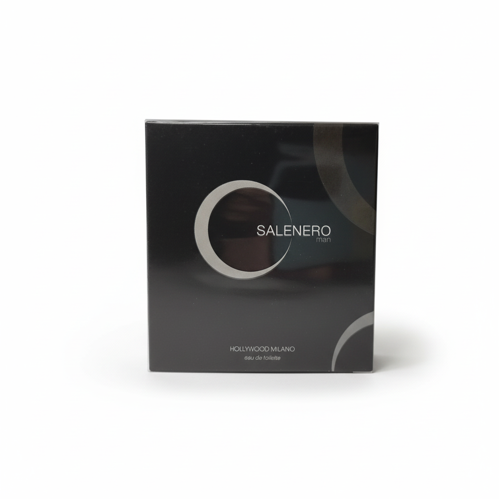 Hollywood Milano Salenero Man Eau de Toilette 100ml – confezione nera con cerchio argentato
