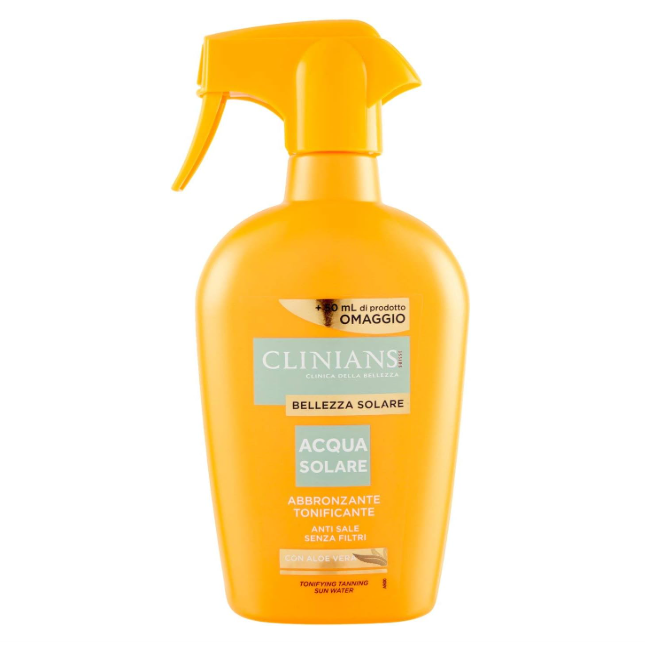 Clinians Bellezza Solare - Acqua Solari Abbronzante Tonificante 450ml Anti-Sale Senza Filtri Protezione Corpo