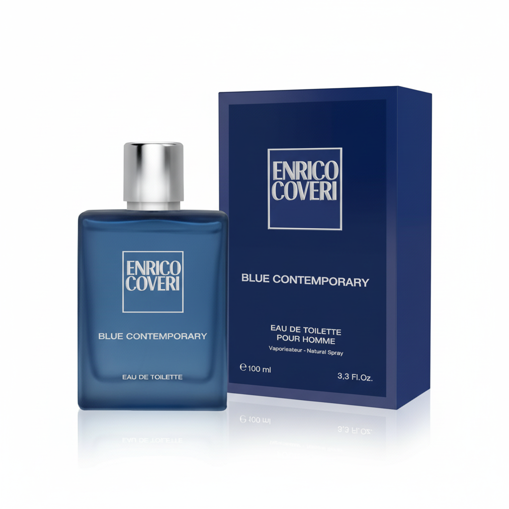 Enrico Coveri Blue Contemporary Eau de Toilette 100ml – flacone blu e confezione blu notte