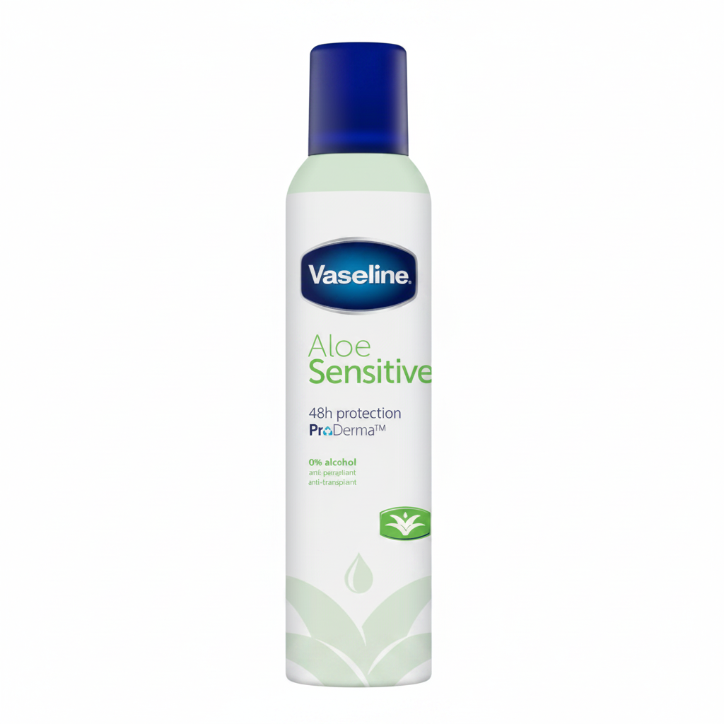 Vaseline Aloe Sensitive ProDerma 48h Spray – foto prodotto sfondo bianco
