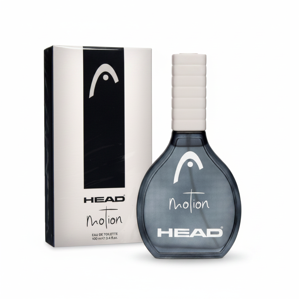 HEAD Motion Eau de Toilette 100ml – flacone grigio con confezione bianca su sfondo bianco