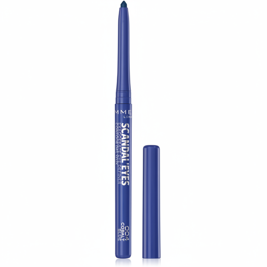 Rimmel Scandal Eyes Exaggerate Eye Definer 004 Cobalt Blue su sfondo bianco