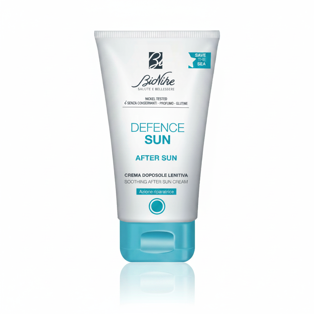 BioNike Defence Sun After Sun Crema Doposole Lenitiva su sfondo bianco