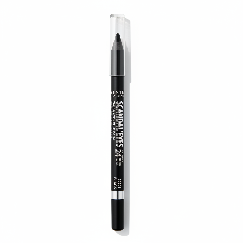 Rimmel Scandaleyes 24HR Waterproof Kohl Kajal Nero – Matita Occhi su sfondo bianco