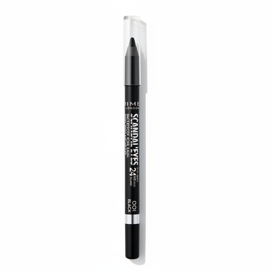 Rimmel Scandaleyes 24HR Waterproof Kohl Kajal Nero – Matita Occhi su sfondo bianco