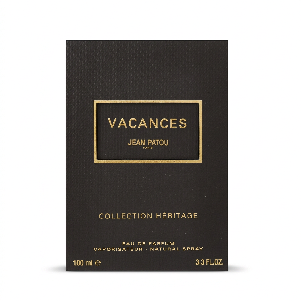 Jean Patou Vacances Collection Héritage Eau de Parfum, confezione su sfondo bianco
