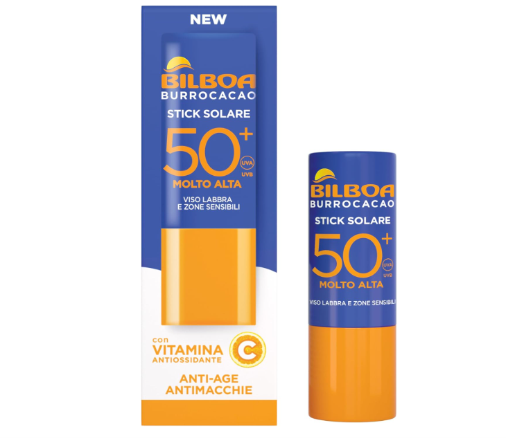 Bilboa Burrocacao Stick Solare SPF 50+ Molto Alta - Solari Protezione Viso 12ml