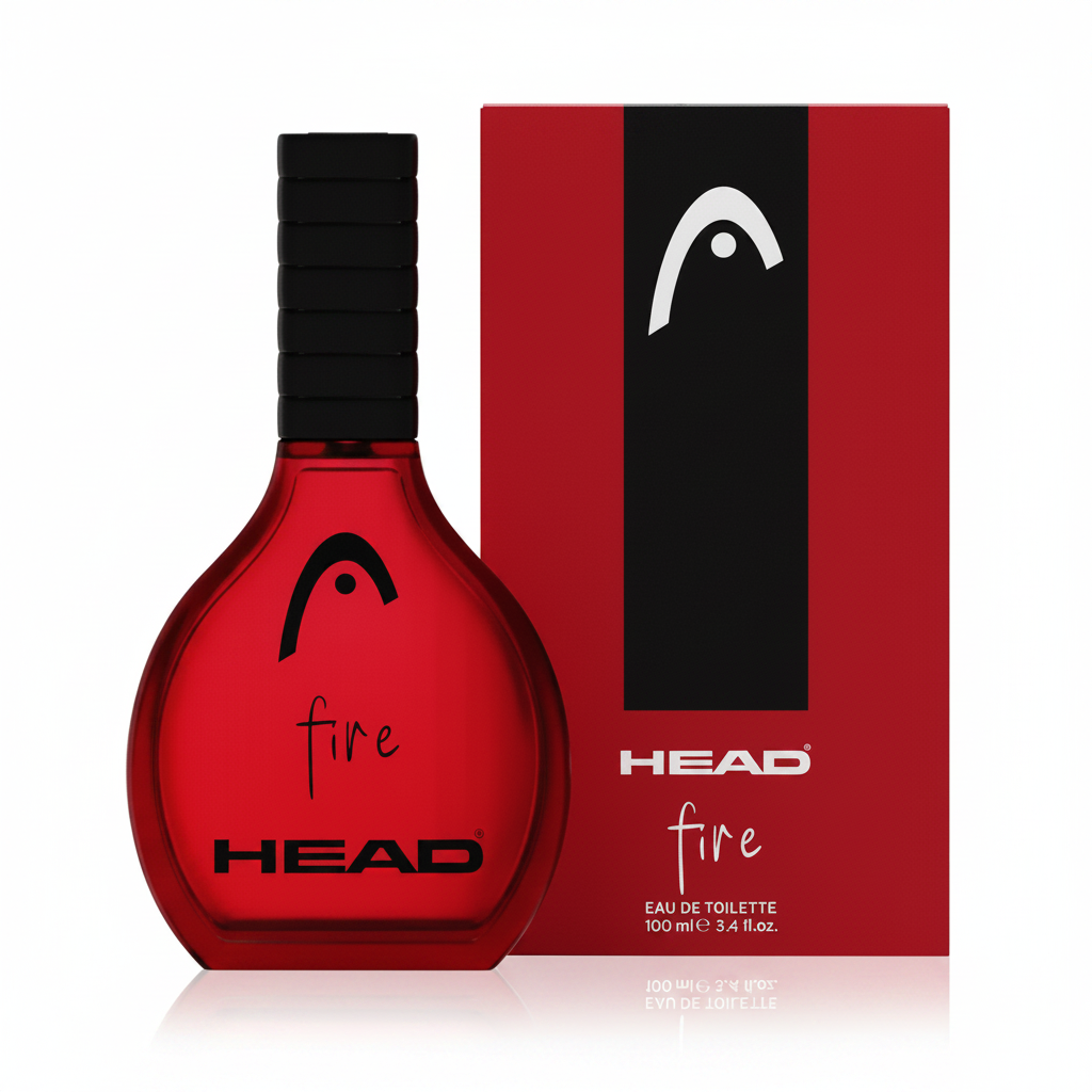 HEAD Fire Eau de Toilette 100ml – flacone rosso con confezione rossa e nera su sfondo bianco