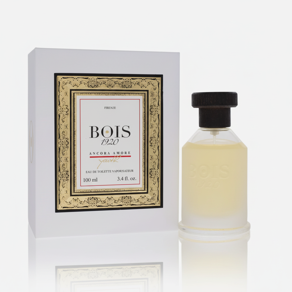 Bois 1920 Ancora Amore EDT 100ml - Flacone rettangolare con tappo nero e confezione bianca barocca