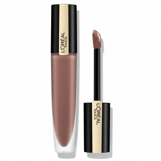L’Oréal Paris Rouge Signature Rossetto Liquido Matte su sfondo bianco