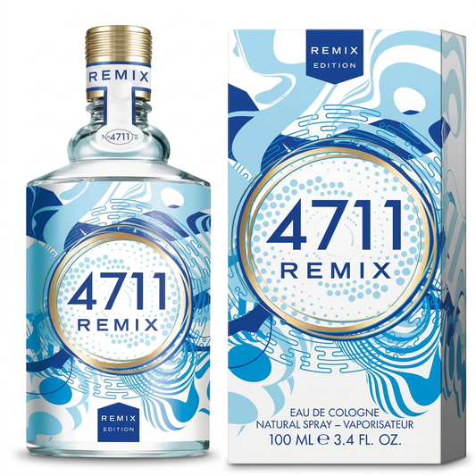 4711 Remix Edition Eau de Cologne, flacone e confezione su sfondo bianco