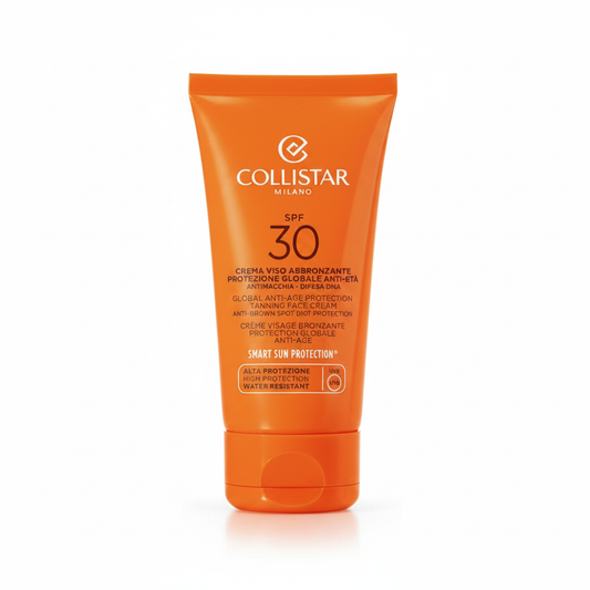Collistar Crema Viso Abbronzante SPF 30 Alta Protezione su sfondo bianco