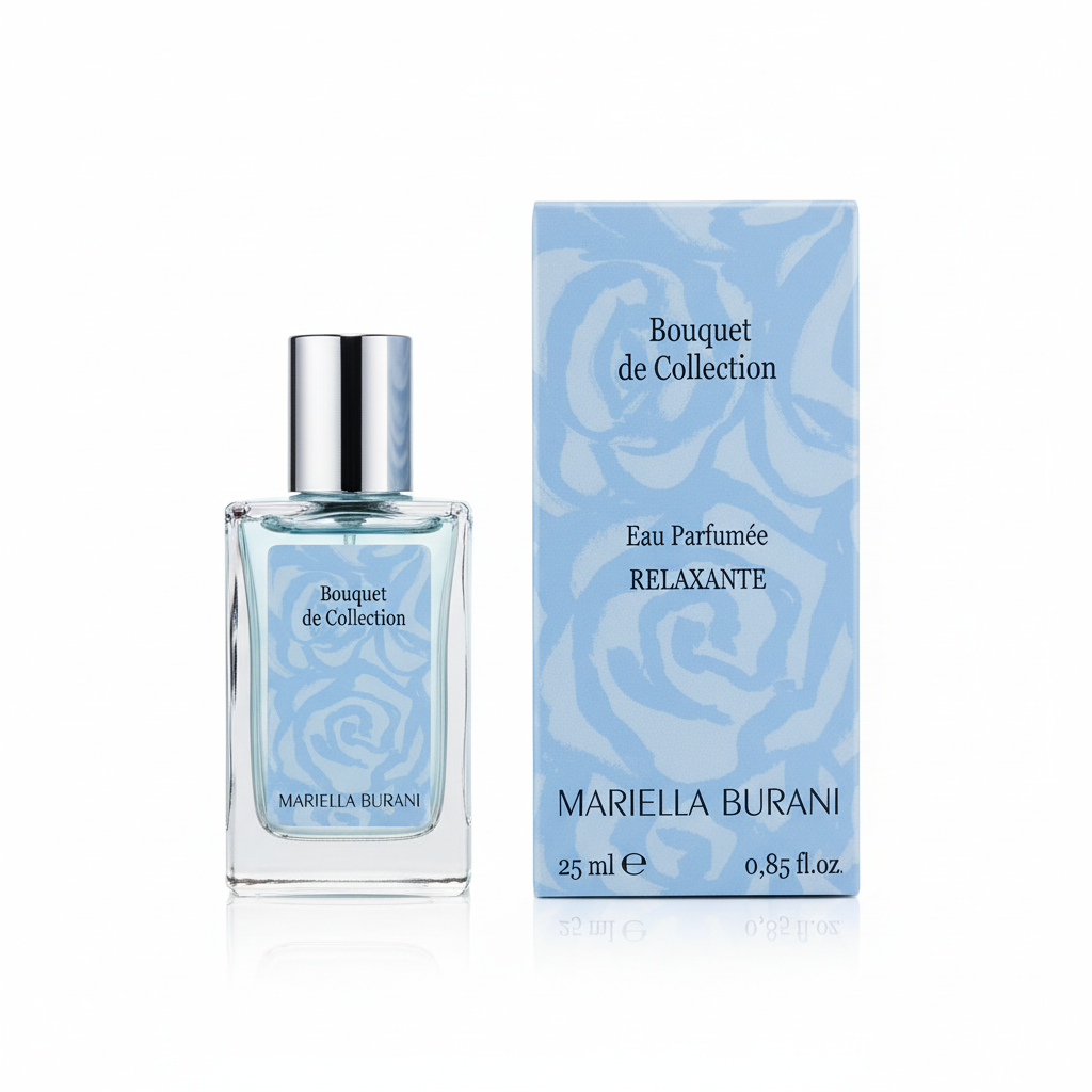 Mariella Burani Bouquet de Collection Relaxante 25ml - Flacone e confezione azzurra con rose