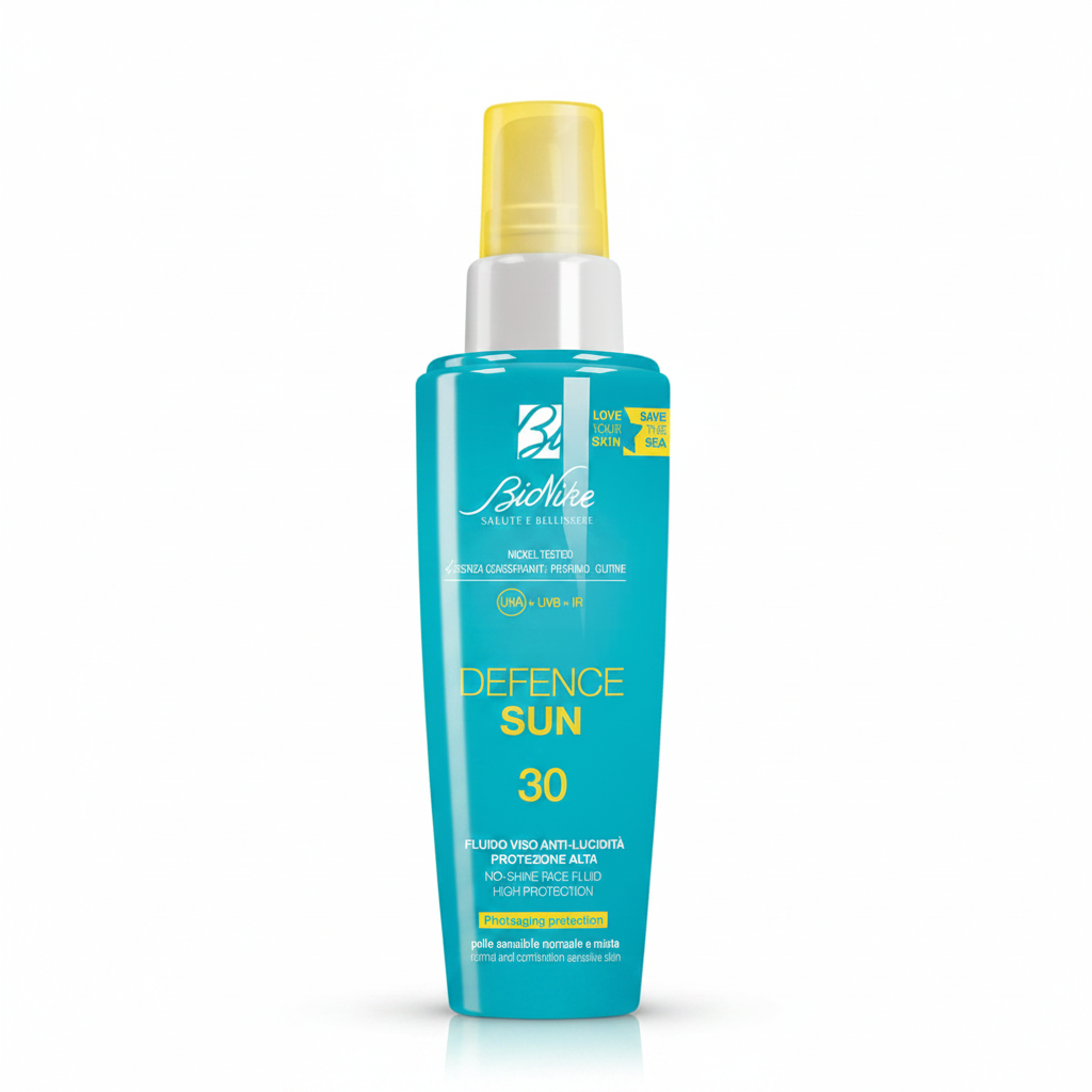 BioNike Defence Sun SPF 30 Fluido Viso Anti-Lucidà su sfondo bianco
