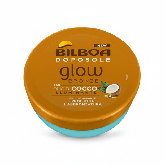 Bilboa Doposole Glow Bronze crema su sfondo bianco