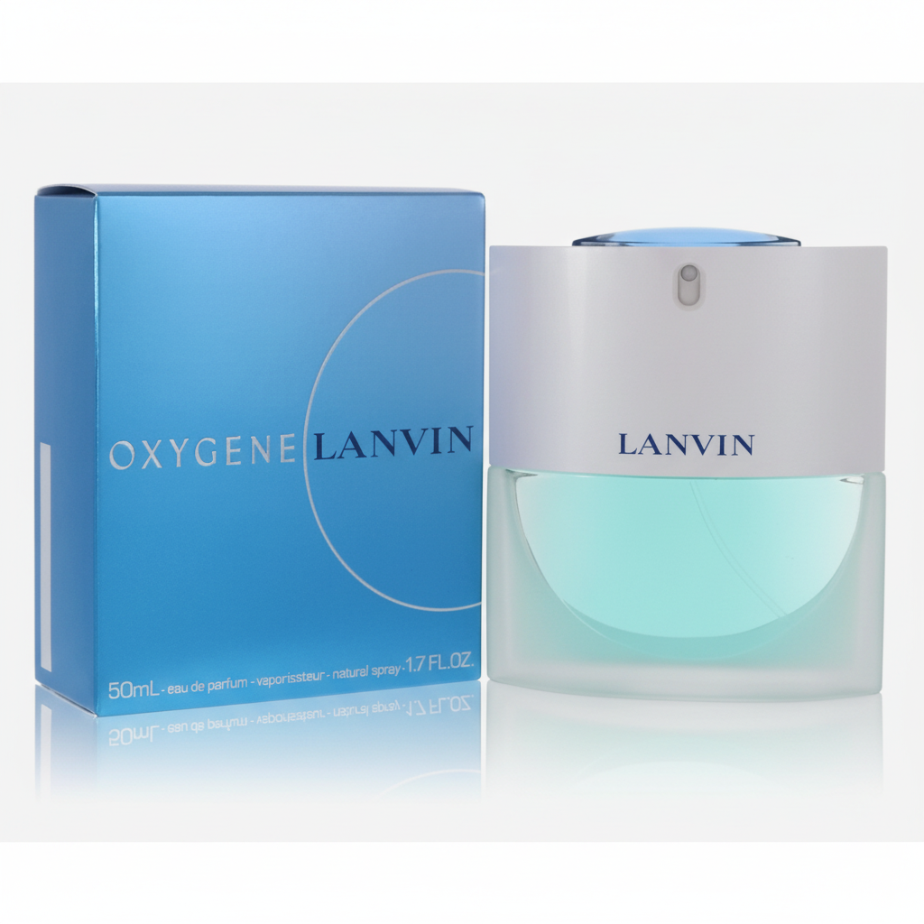 Lanvin Oxygene EDP 50ml - Flacone acquamarina con tappo satinato bianco e confezione azzurra