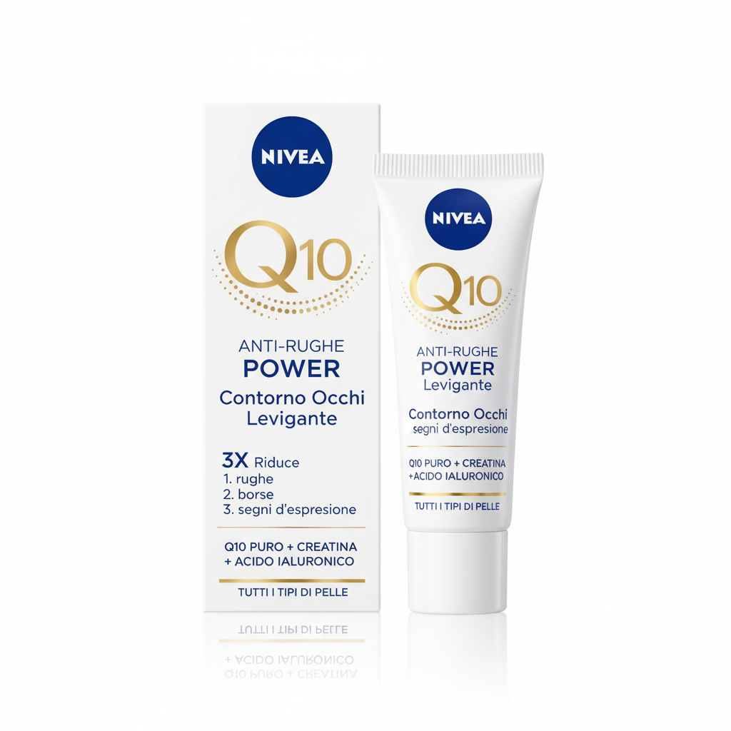 NIVEA Q10 Anti-Rughe Power Contorno Occhi Levigante su sfondo bianco