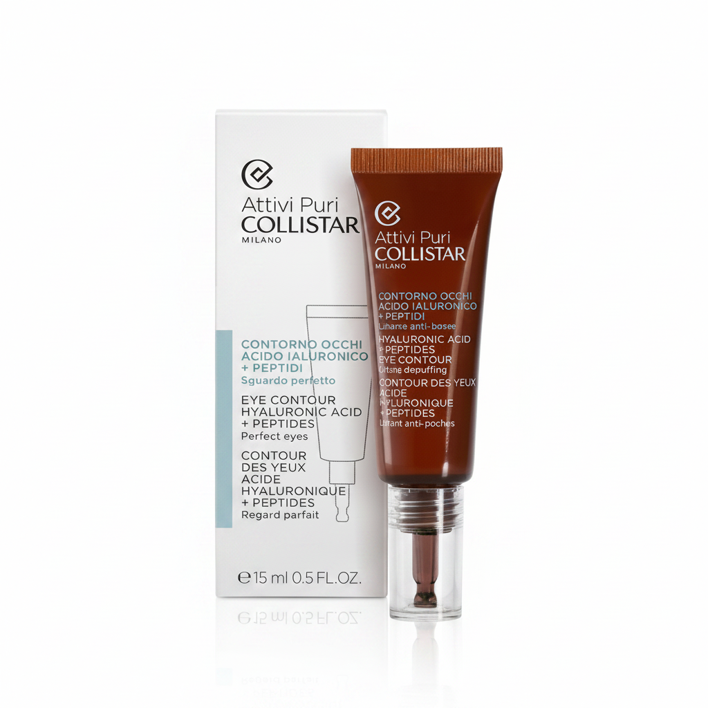Collistar Attivi Puri Contorno Occhi Acido Ialuronico + Peptidi 15ml su sfondo bianco