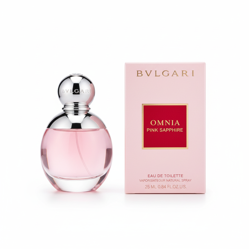 Bvlgari Omnia Pink Sapphire EDT - Flacone rosa con tappo argentato e confezione