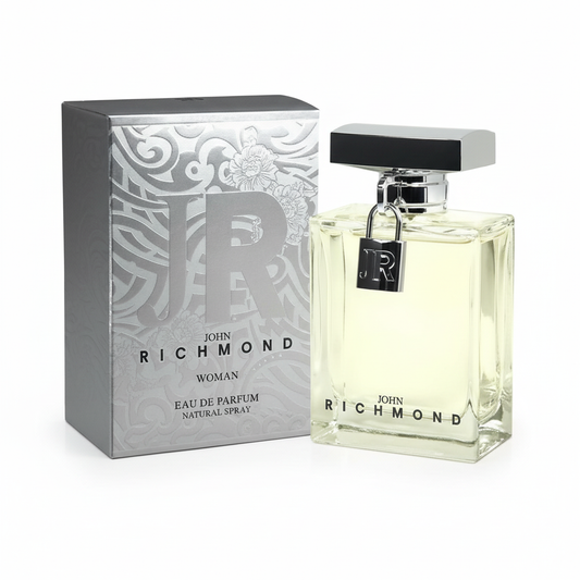 John Richmond Woman Eau de Parfum 30ml – flacone con ciondolo JR e confezione argentata
