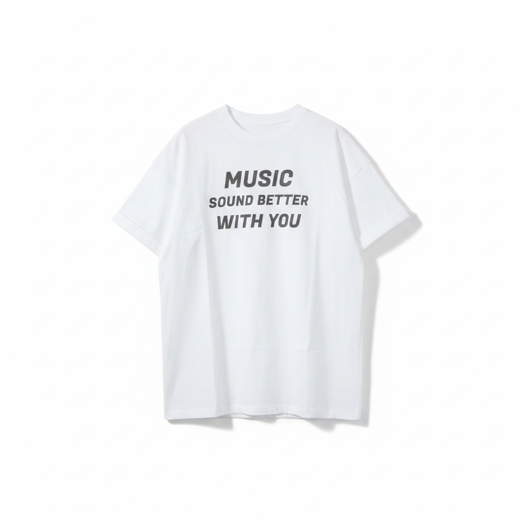 T-Shirt Music Sound Better With You - fronte su sfondo bianco