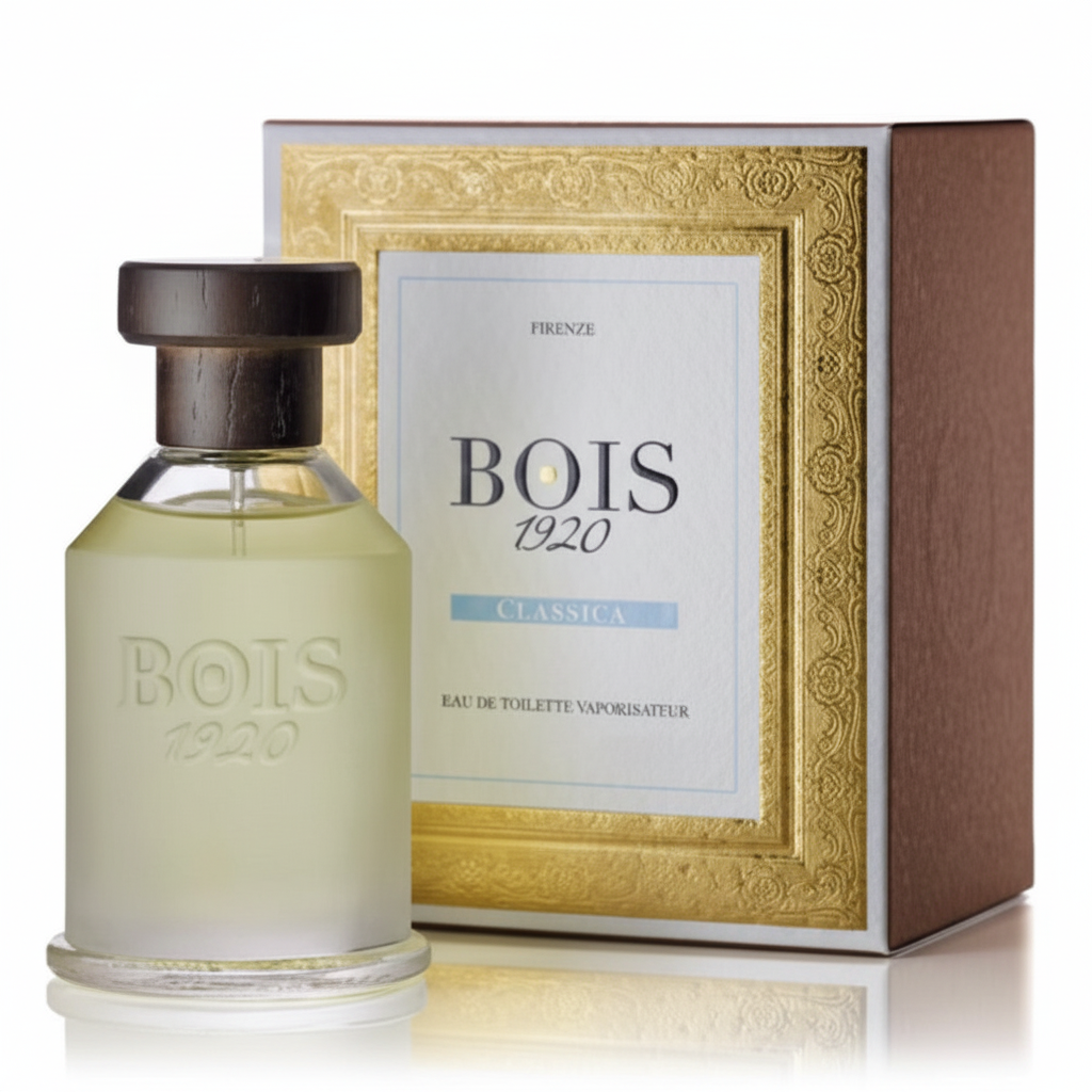 Bois 1920 Classica EDT Firenze - Flacone cilindrico con tappo legno e confezione barocca dorata