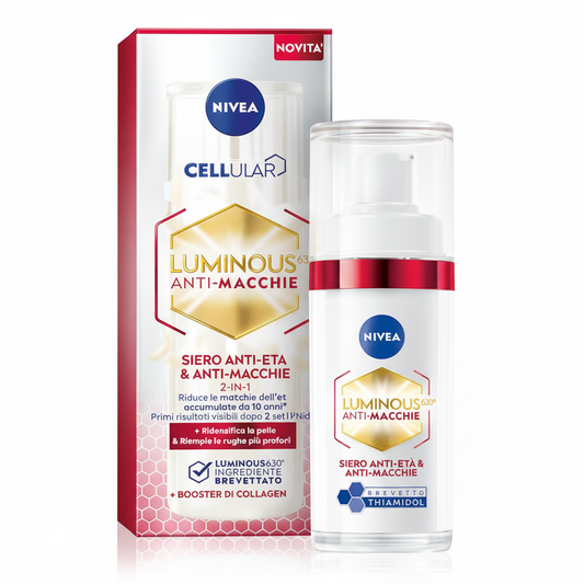 NIVEA Cellular Luminous Anti-Macchie Siero 2-in-1 su sfondo bianco